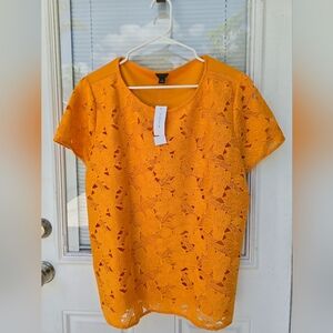 Ann Taylor Orange Lace Women Top XL